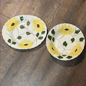 Blue Ridge Southern Potteries Ridge Daisy platter and Serving Bowl Hand‎ Painted